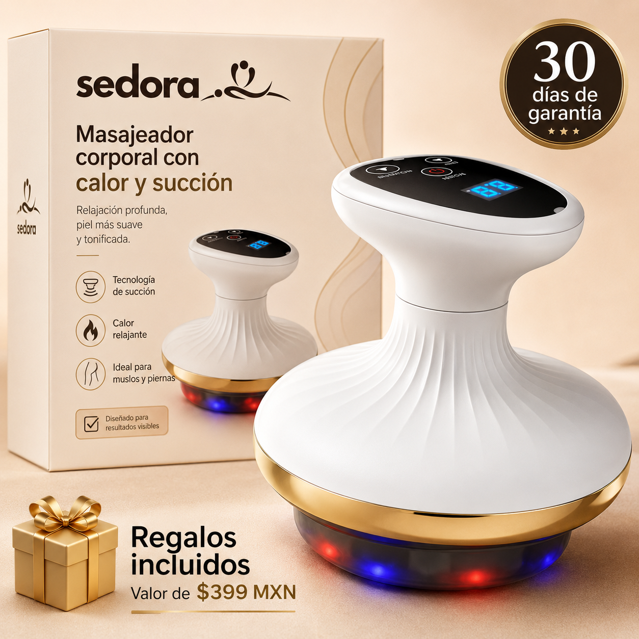 Masajeador Corporal 2 en 1 con Calor y Succión